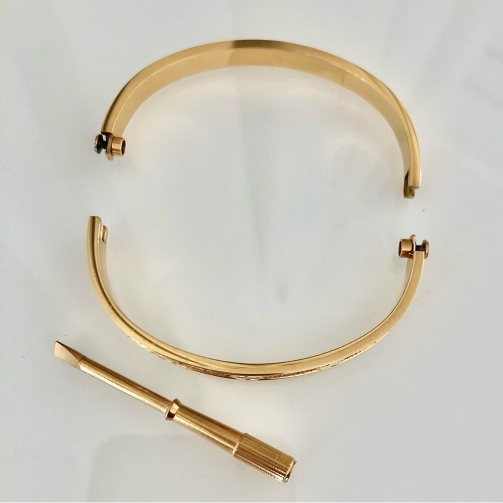 Gold Pave Diamond Screw Cuff Bangle Love Bracelet with Screwdriver - Picture 10 of 13
